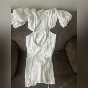 Altar'd State White Puff-Sleeve Cutout Midi Dress. Size M. New !